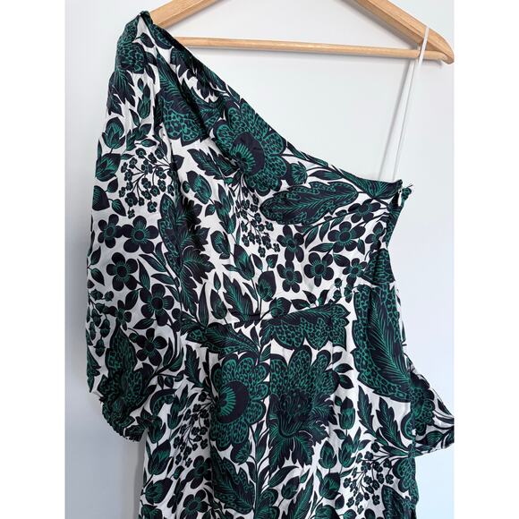 J CREW COLLECTION emerald green white floral paisley long ruffle maxi dress - Picture 6 of 15